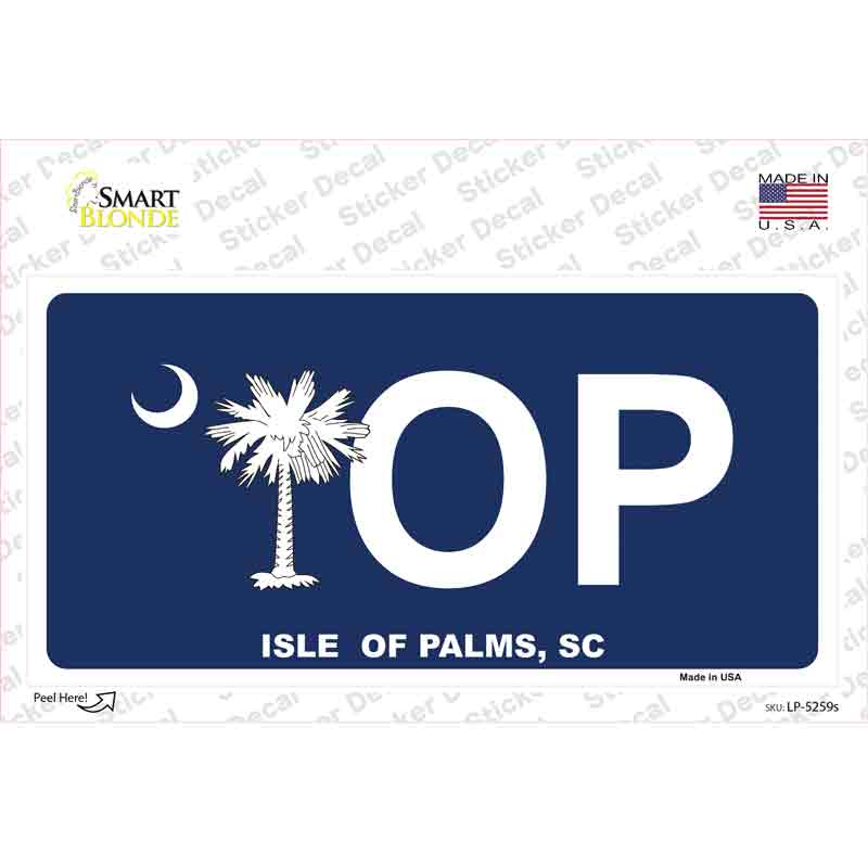 IOP Isle of Palms Blue Novelty Sticker Decal