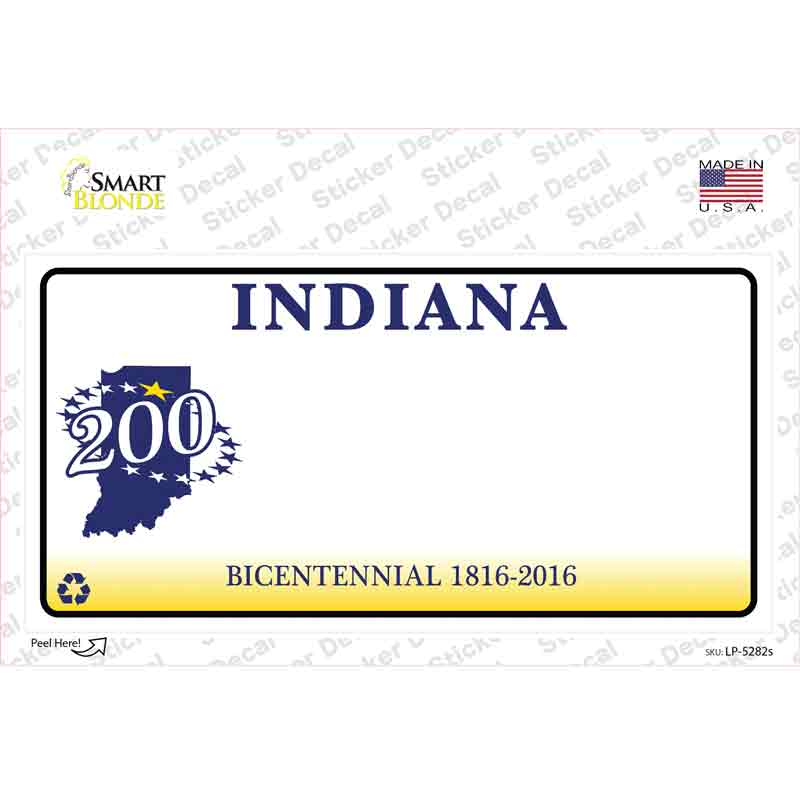 Indiana State Bicentennial Novelty Sticker Decal