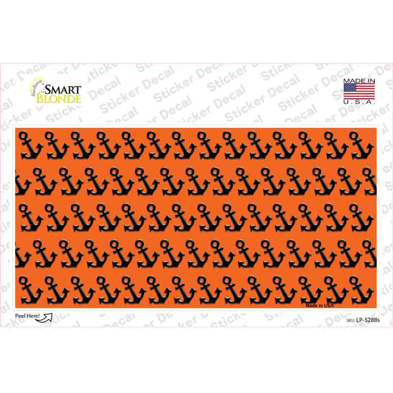 Orange Black Anchor Novelty Sticker Decal