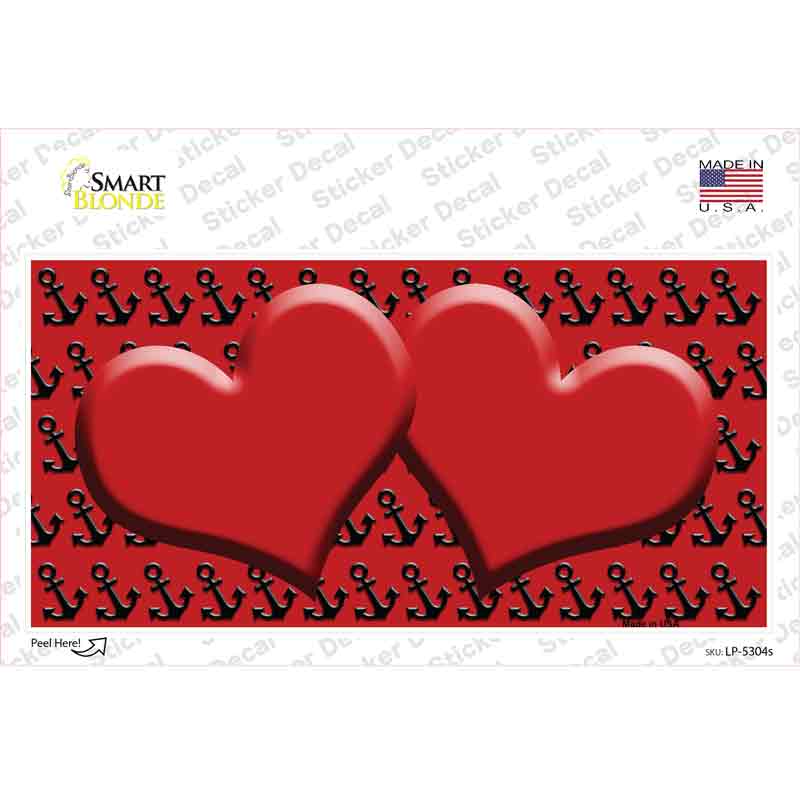 Red Black Anchor Red Heart Center Novelty Sticker Decal