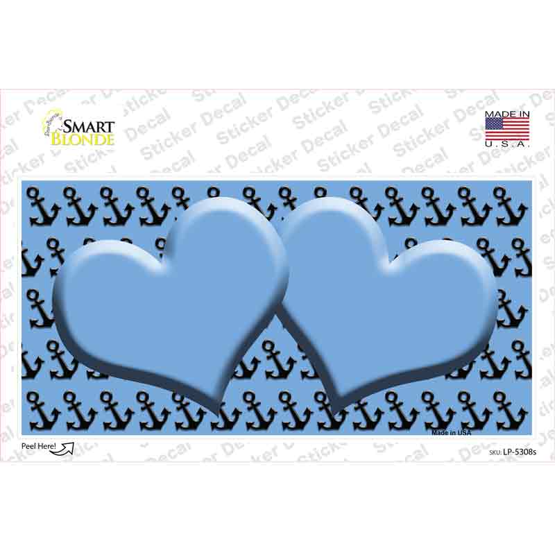 Light Blue Black Anchor Light Blue Heart Center Novelty Sticker Decal