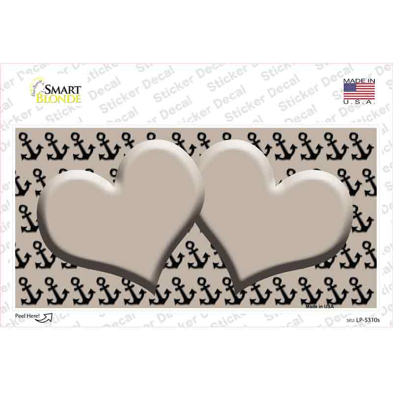Tan Black Anchor Tan Heart Center Novelty Sticker Decal
