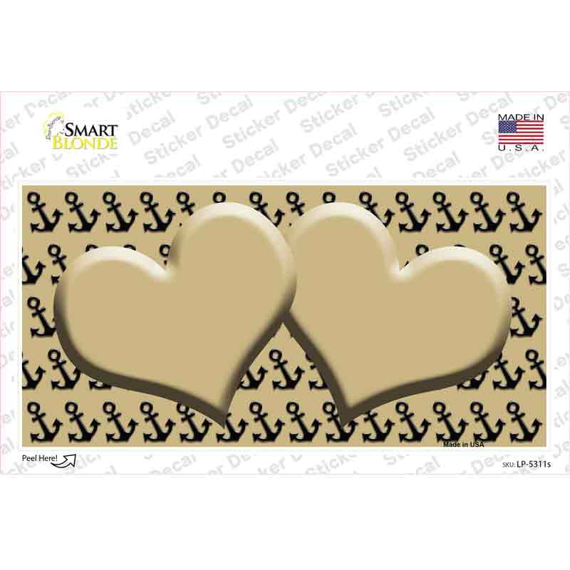 Gold Black Anchor Gold Heart Center Novelty Sticker Decal