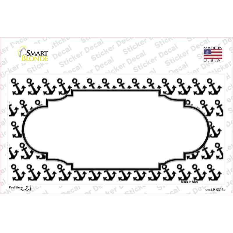 White Black Anchor Scallop Center Novelty Sticker Decal