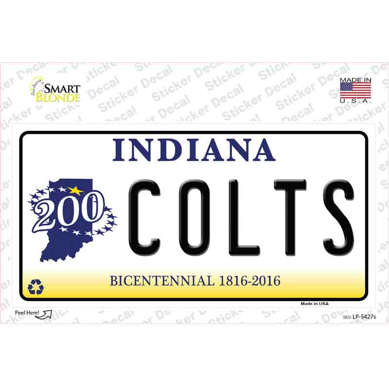 Colts Indiana State Novelty Sticker Decal