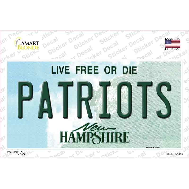 Patriots New Hampshire Novelty Sticker Decal