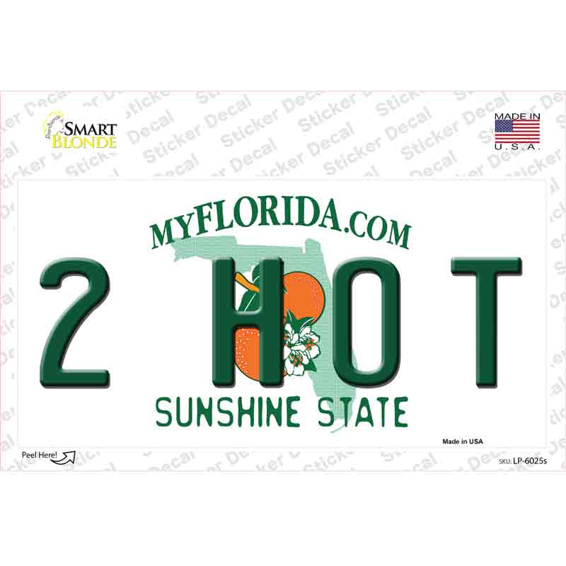 2 Hot Florida Novelty Sticker Decal