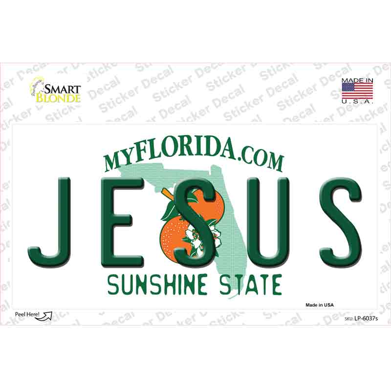 Jesus Florida Novelty Sticker Decal