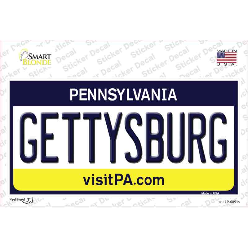 Gettysburg Pennsylvania State Novelty Sticker Decal
