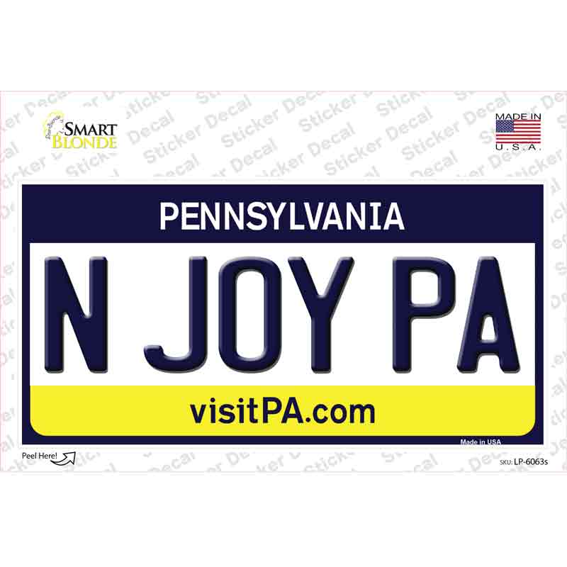 N Joy Pennsylvania State Novelty Sticker Decal