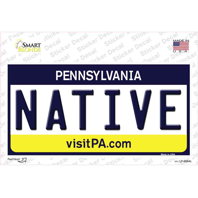 Native Pennsylvania State Novelty Sticker Decal