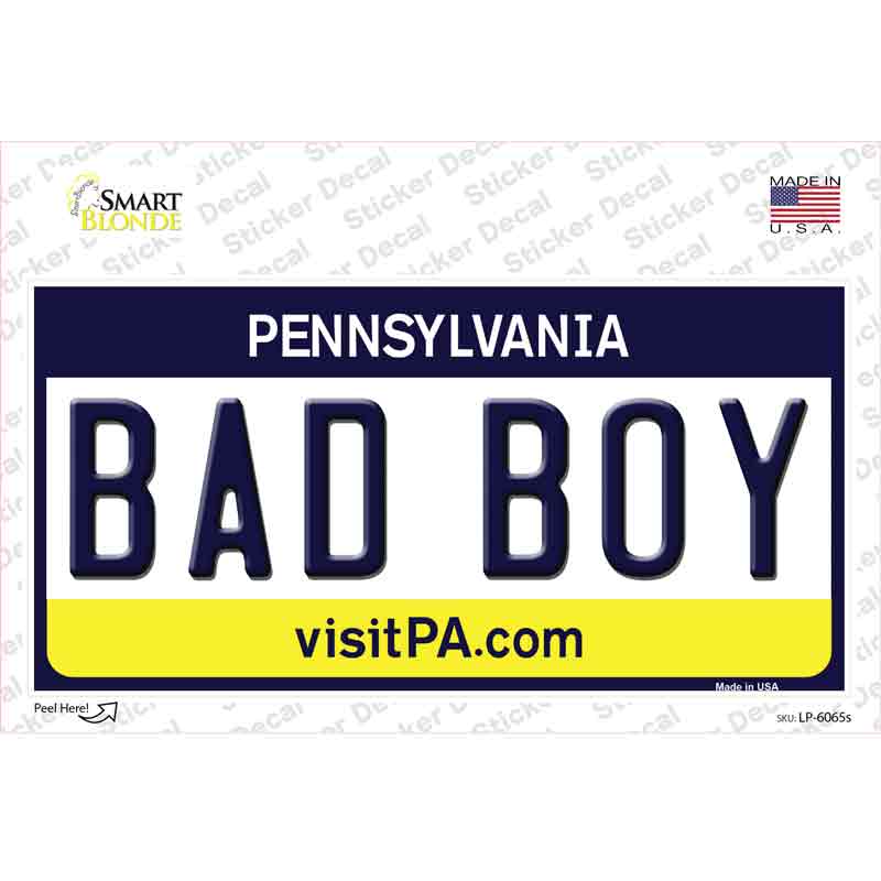 Bad Boy Pennsylvania State Novelty Sticker Decal