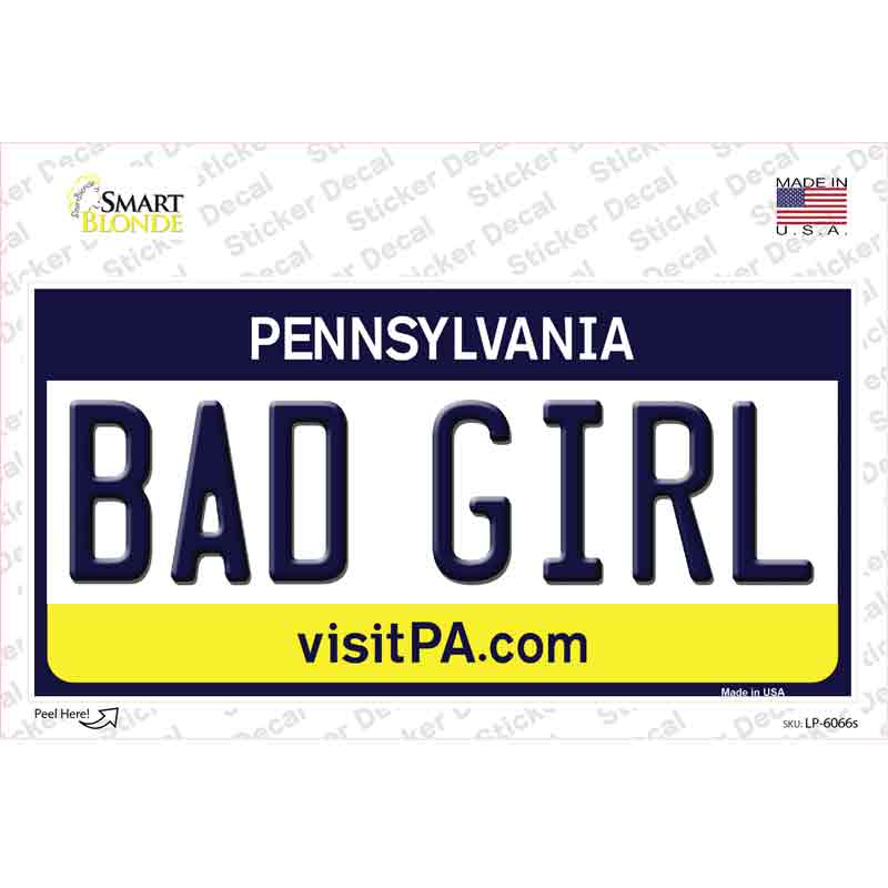 Bad Girl Pennsylvania State Novelty Sticker Decal