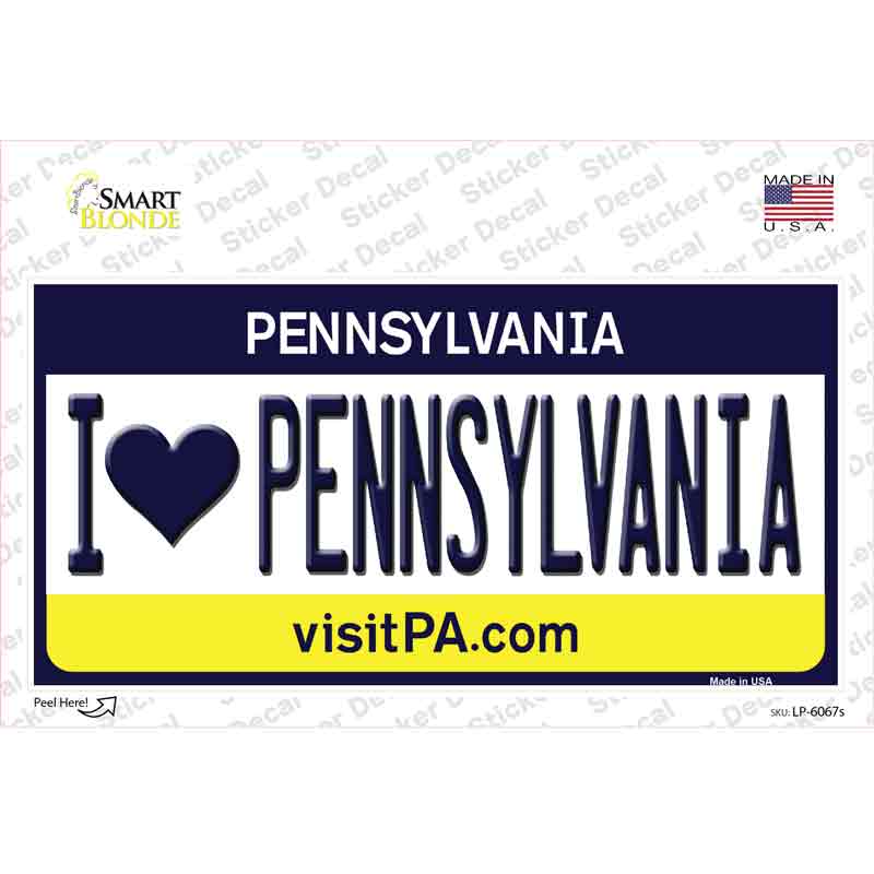 I Love Pennsylvania State Novelty Sticker Decal