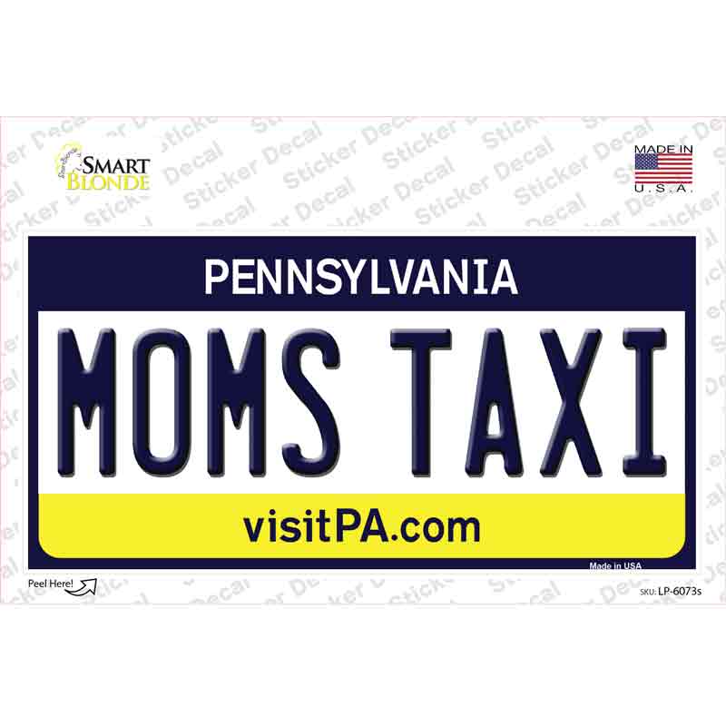 Moms Taxi Pennsylvania State Novelty Sticker Decal