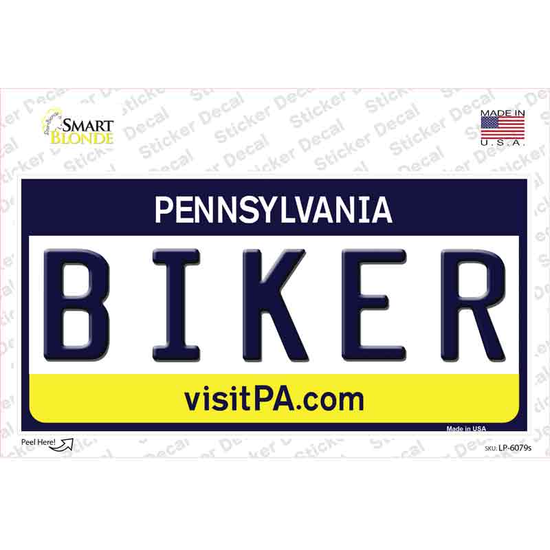 Biker Pennsylvania State Novelty Sticker Decal