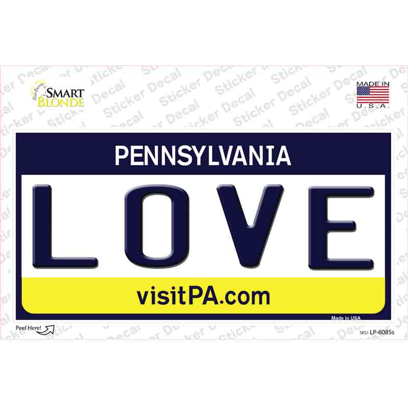 Love Pennsylvania State Novelty Sticker Decal
