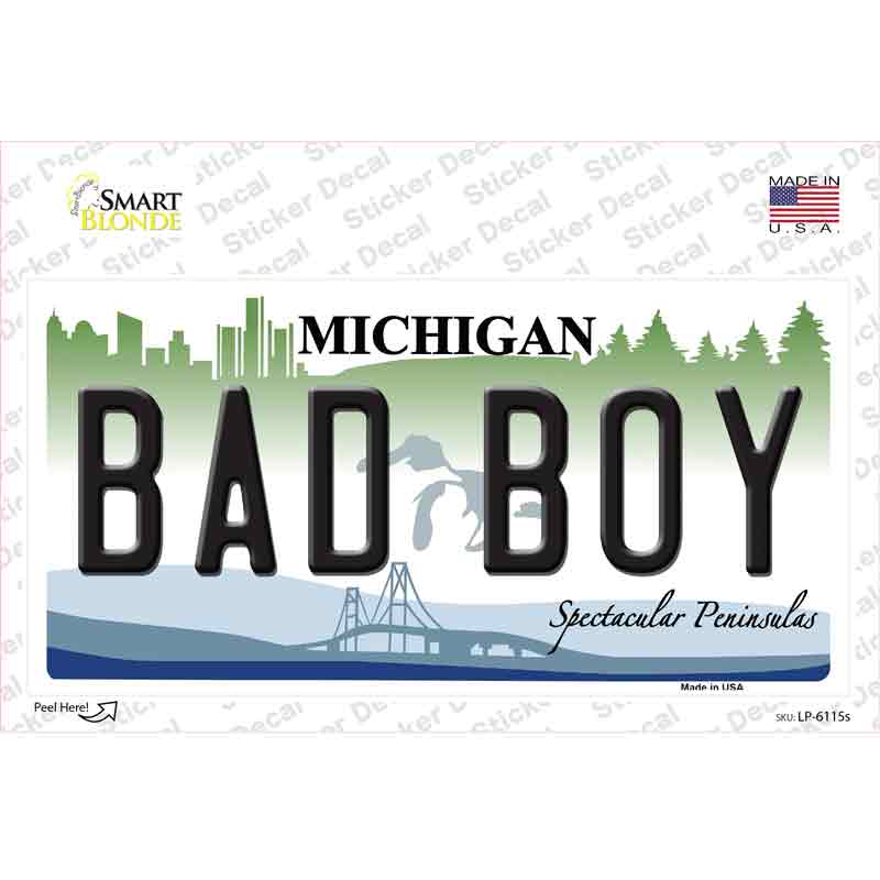 Bad Boy Michigan Novelty Sticker Decal