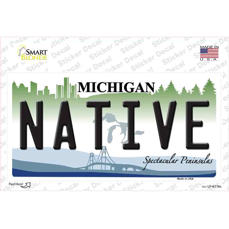 Native Michigan Novelty Sticker Decal