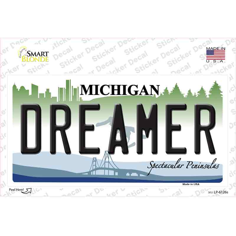 Dreamer Michigan Novelty Sticker Decal
