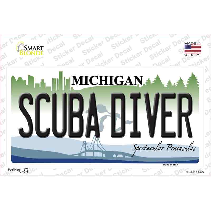 Scuba Diver Michigan Novelty Sticker Decal