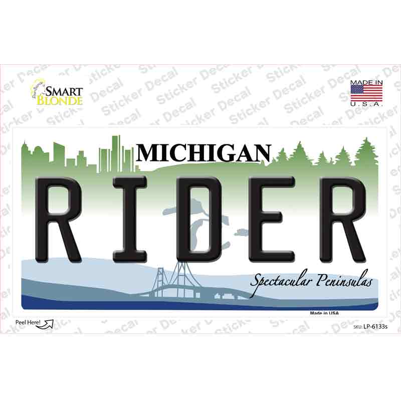 Rider Michigan Novelty Sticker Decal