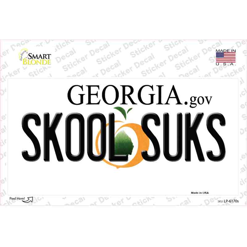 Skool Suks Georgia Novelty Sticker Decal