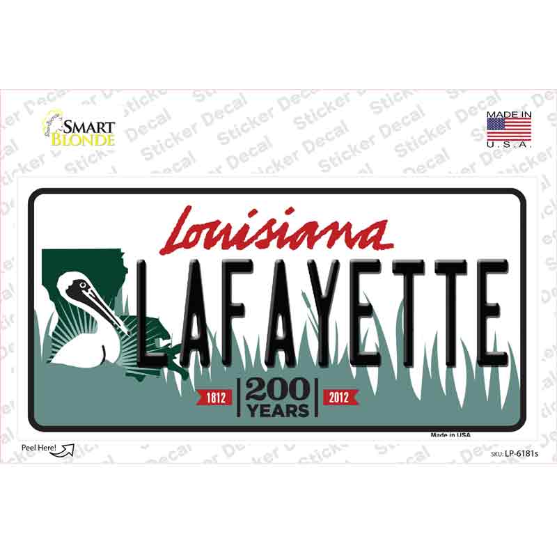 Lafayette Louisiana Novelty Sticker Decal