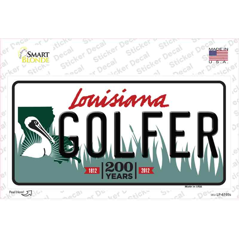 Golfer Louisiana Novelty Sticker Decal