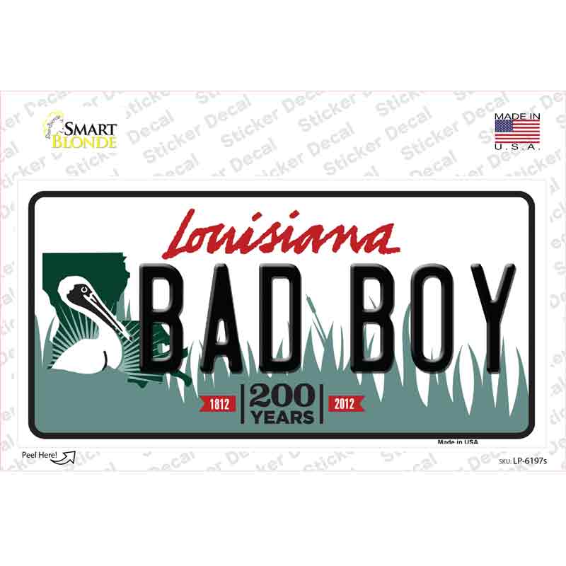 Bad Boy Louisiana Novelty Sticker Decal