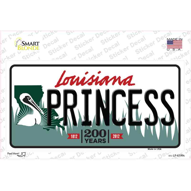 Princess Louisiana Novelty Sticker Decal