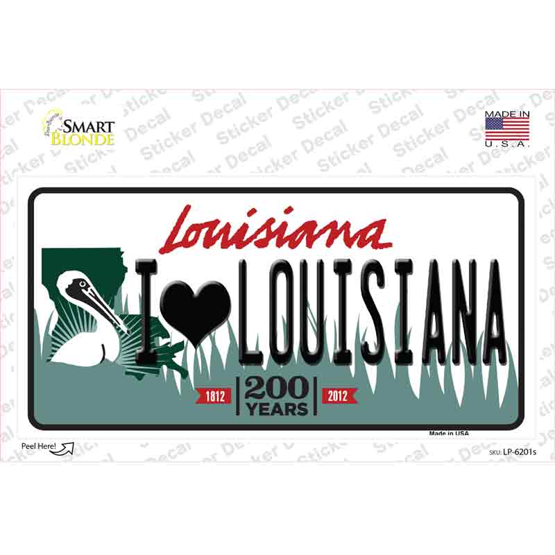 I Love Louisiana Novelty Sticker Decal