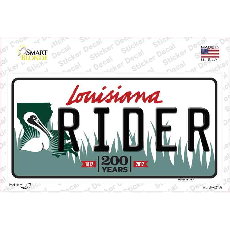 Rider Louisiana Novelty Sticker Decal