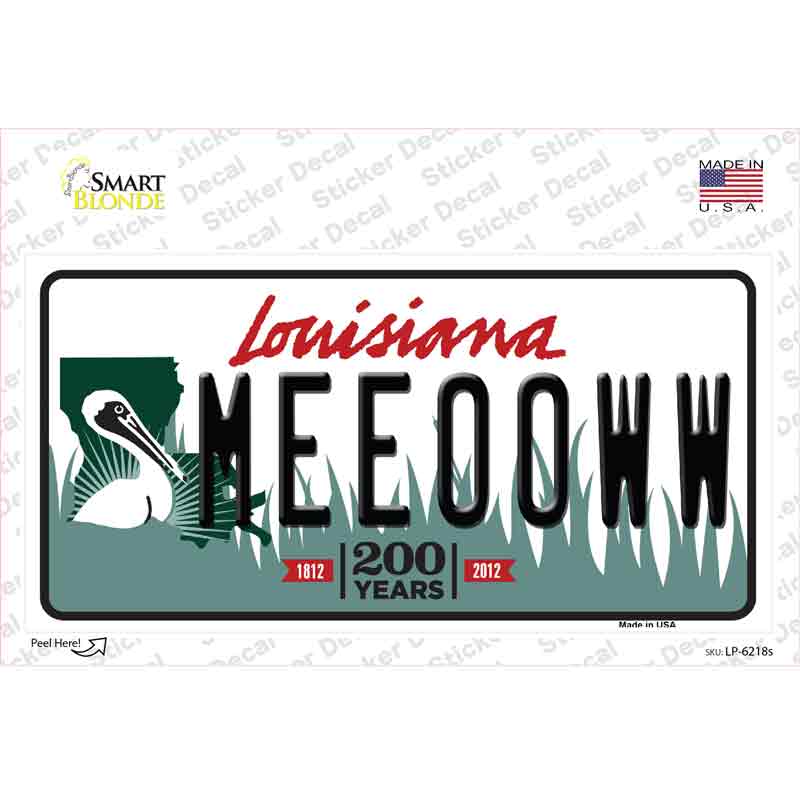 Meeooww Louisiana Novelty Sticker Decal