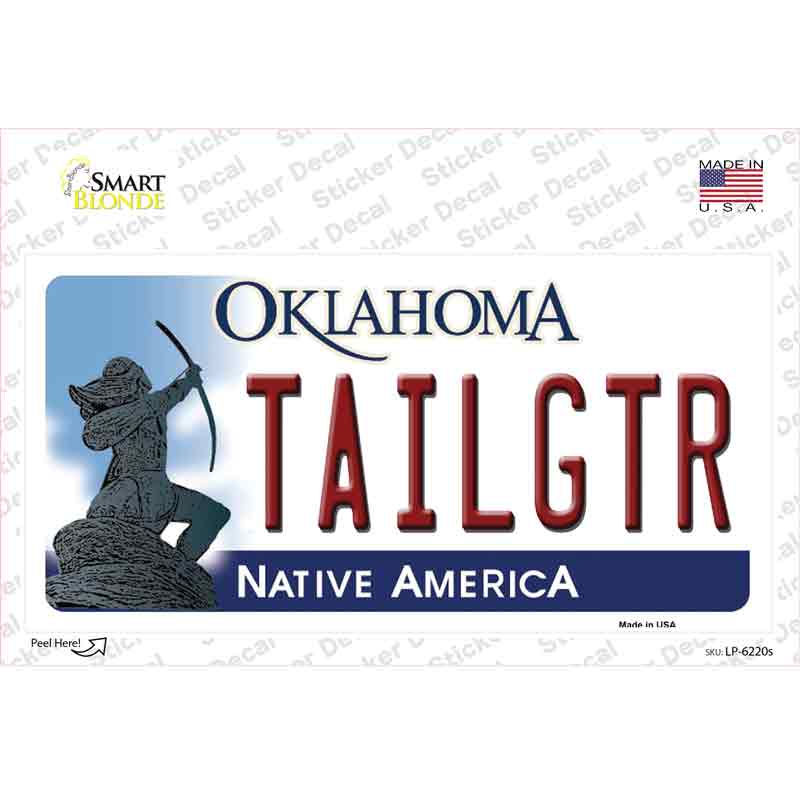 Tailgtr Oklahoma Novelty Sticker Decal