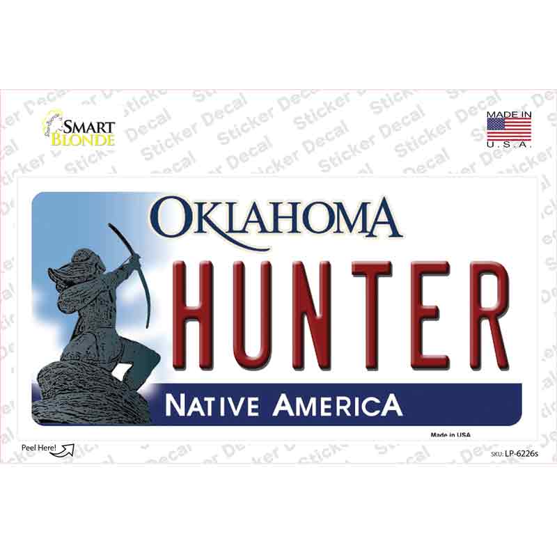 Hunter Oklahoma Novelty Sticker Decal