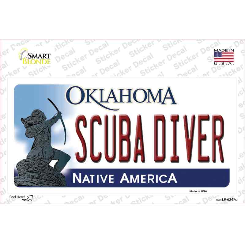Scuba Diver Oklahoma Novelty Sticker Decal