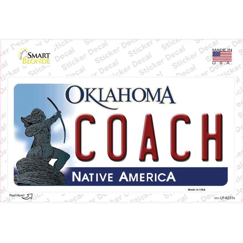 Coach Oklahoma Novelty Sticker Decal