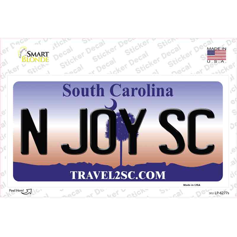 N Joy SC South Carolina Novelty Sticker Decal