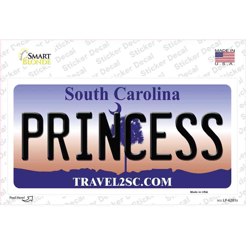 Princess South Carolina Novelty Sticker Decal