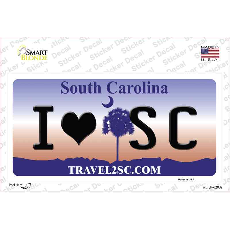 I Love South Carolina Novelty Sticker Decal