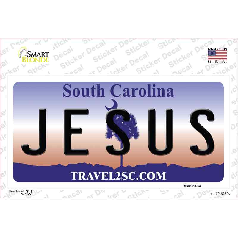 Jesus South Carolina Novelty Sticker Decal