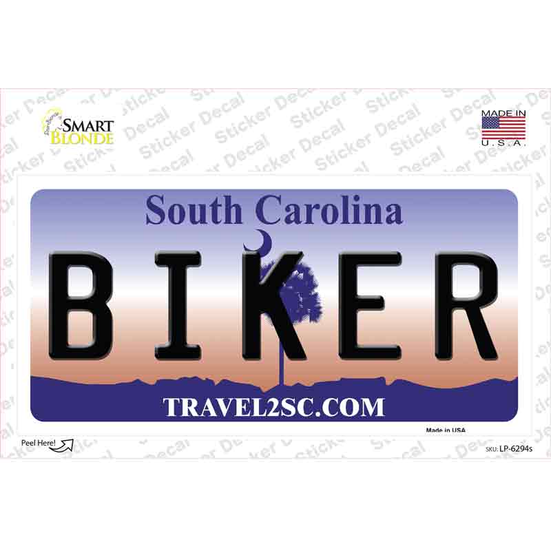 Biker South Carolina Novelty Sticker Decal