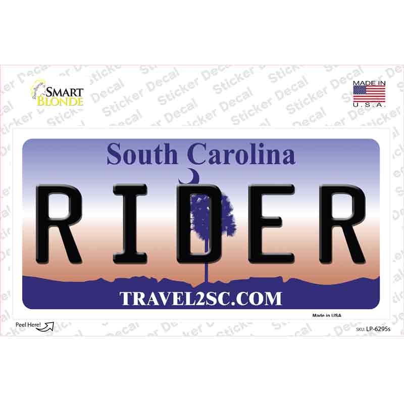 Rider South Carolina Novelty Sticker Decal