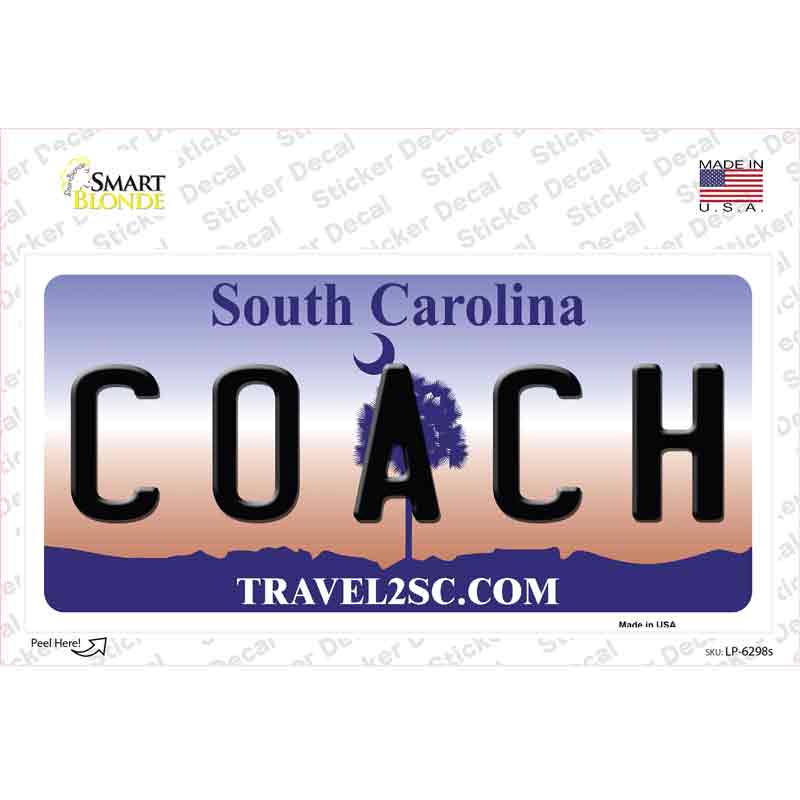 Coach South Carolina Novelty Sticker Decal