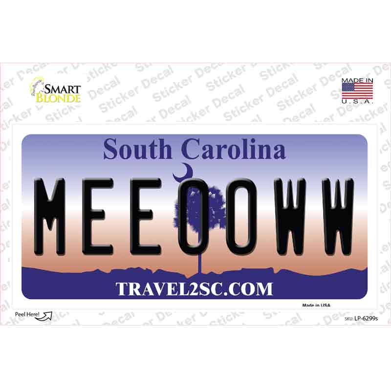 Meeooww South Carolina Novelty Sticker Decal