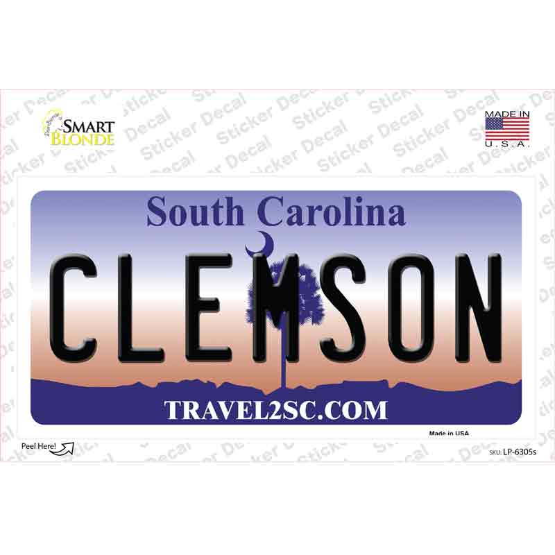 Clemson South Carolina Novelty Sticker Decal