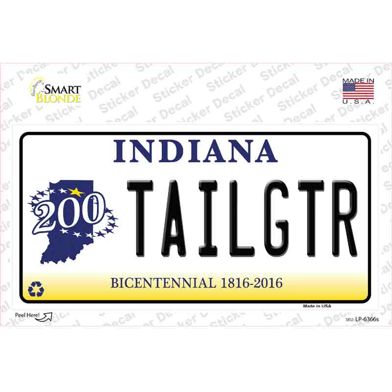 Tailgtr Indiana Background Novelty Sticker Decal