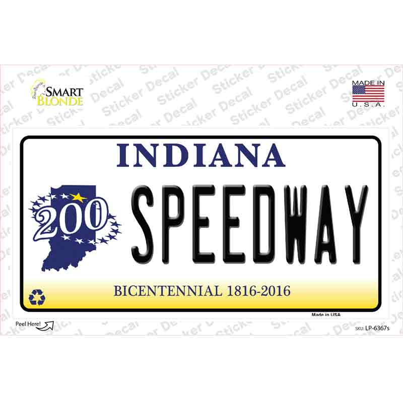 Speedway Indiana Novelty Sticker Decal