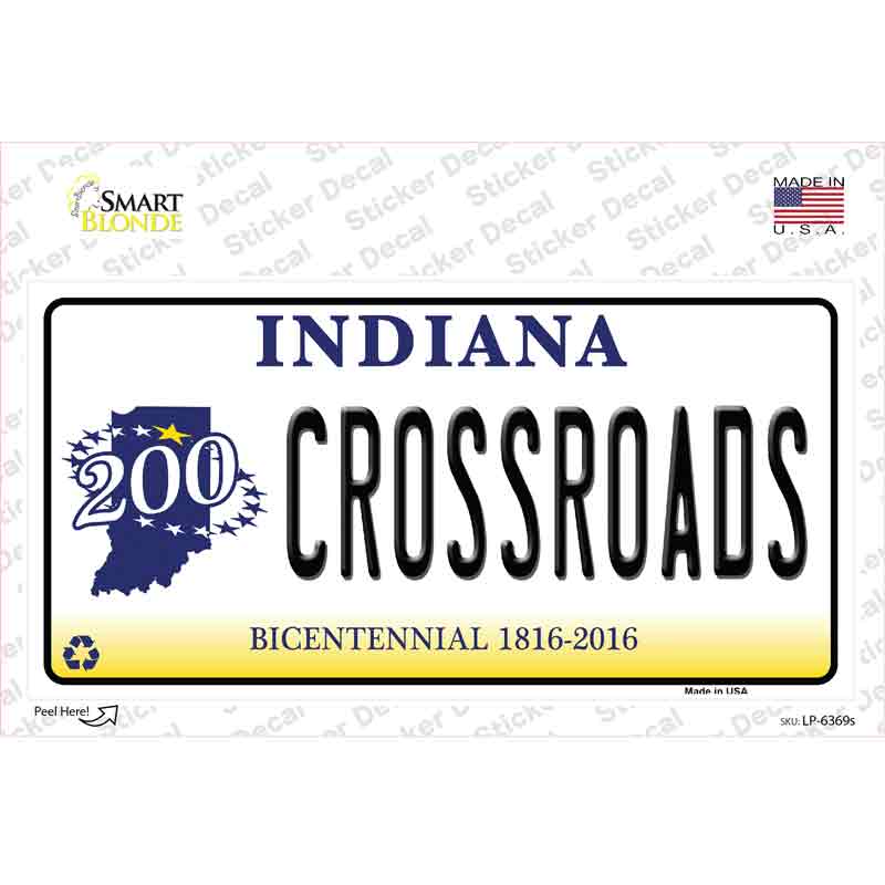 Crossroads Indiana Novelty Sticker Decal